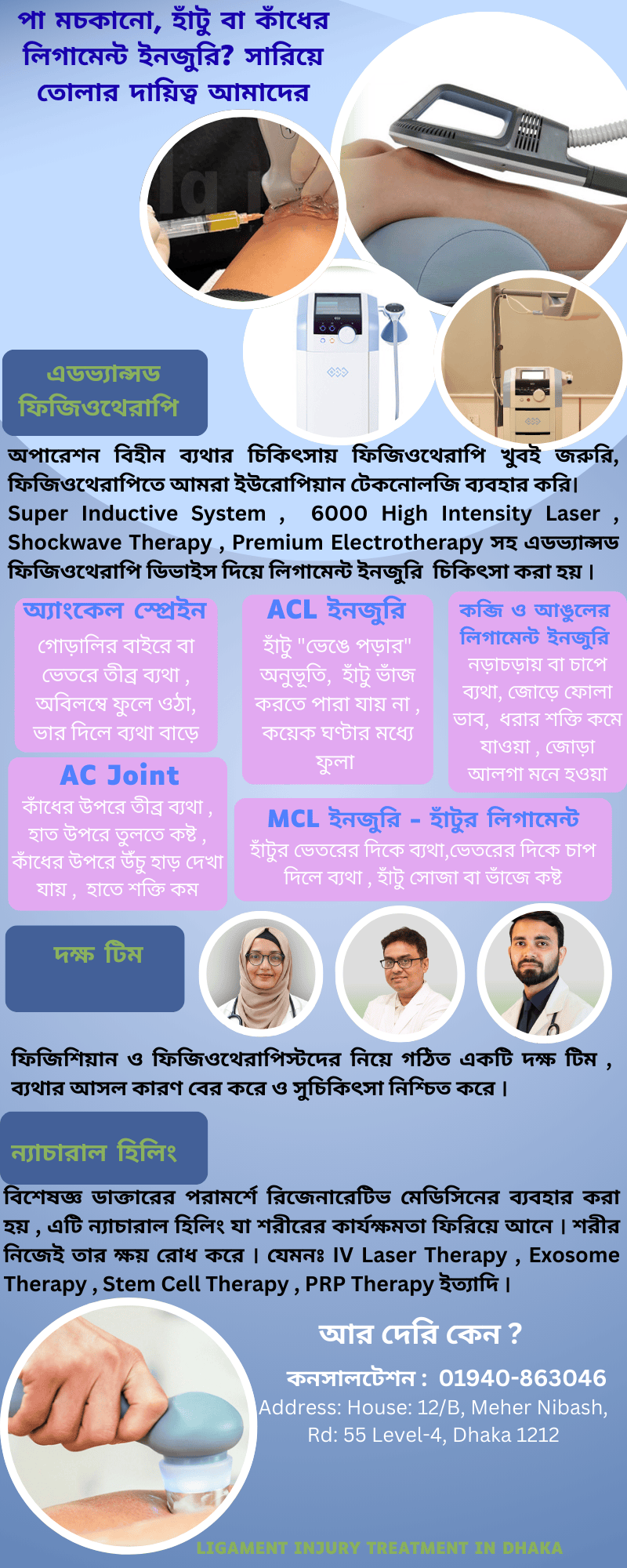 Ligament Injury Treatment in Dhaka | La Mano Regenerative - Expert non-surgical ligament injury treatment .